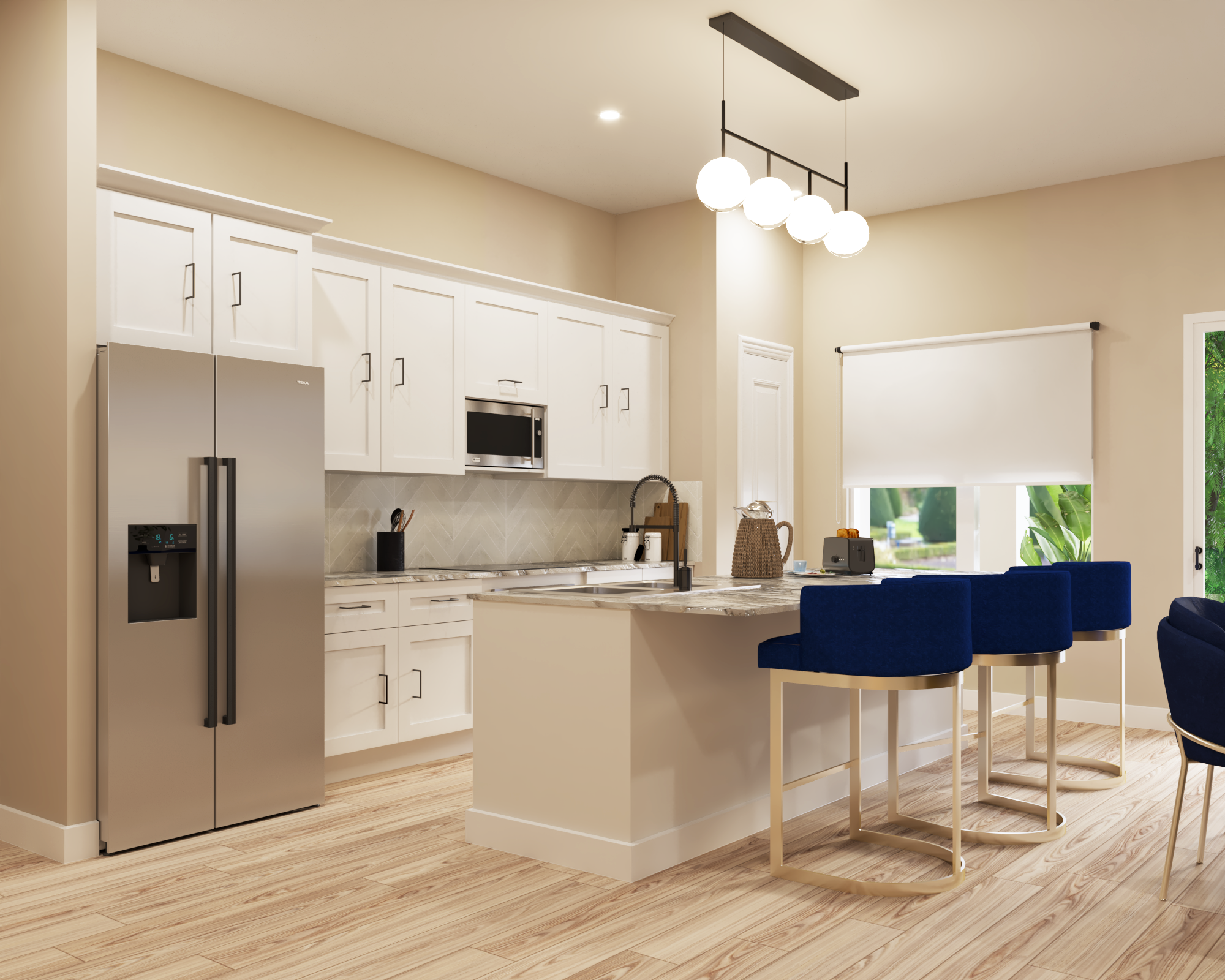 A modern kitchen with sleek cabinetry and high-end appliances, designed for both functionality and style.